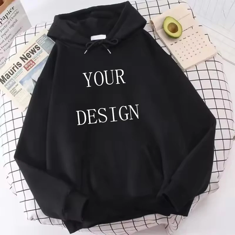 Moletons personalizados unissex diy personalizado sua marca logotipo design moletom com capuz casual feminino masculino top cor sólida moletom com capuz