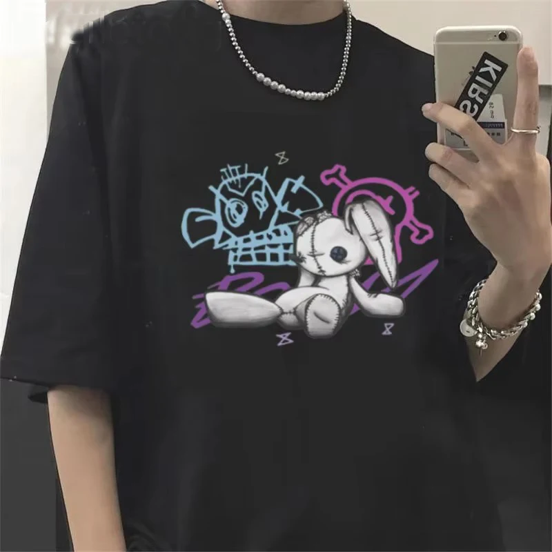 Camiseta jinx arcane macaco t camisa anime camisetas mulheres unissex grunge estética manga curta algodão impressão streetwear camiseta